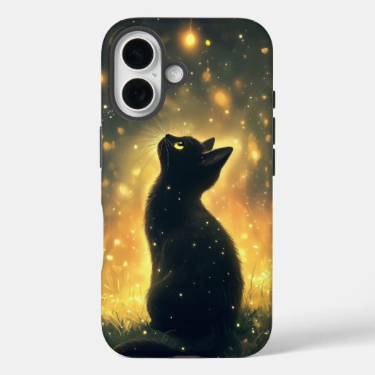 Mystieke zwarte kat onder gloeiende nachtelijke he Case-Mate iPhone case (Achterkant)