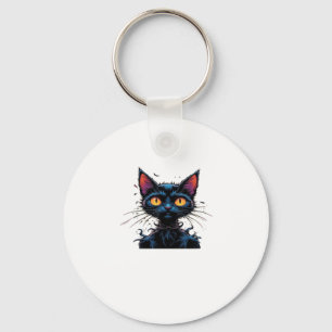 Mystieke Zwarte Kat Onder Volmaan Klassiek T-Shirt Sleutelhanger