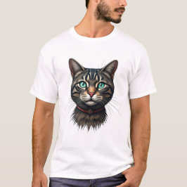 Mystieke Zwarte Kat Portret Kunst T-shirt