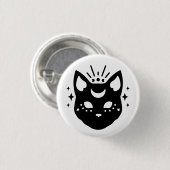 Mystieke zwarte kat ronde button 3,2 cm (Voorkant /achterkant)