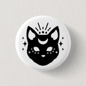 Mystieke zwarte kat ronde button 3,2 cm (Voorkant)
