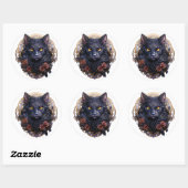 Mystieke zwarte kat ronde sticker (Vel)