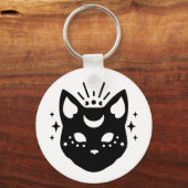 Mystieke zwarte kat sleutelhanger (Achterkant)
