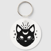 Mystieke zwarte kat sleutelhanger (Achterkant)