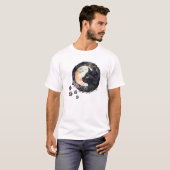 Mystieke Zwarte Kat & Volle Maan Waterverf Kunst T-shirt (Voorkant volledig)