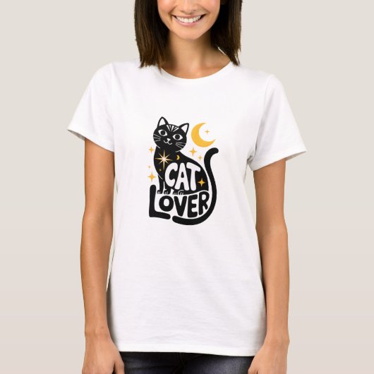 Mystieke zwarte kattenliefhebber Schattige Moon an T-shirt (Voorkant)