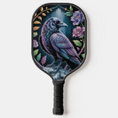Mystieke zwarte raaf kunst pickleball paddle (Achterkant)