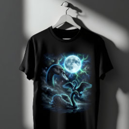 Mystieke Zwarte Zwanen Vollemaan Gothic Kunst T-shirt