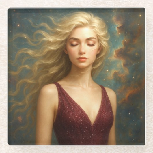 Mystik Woman – Glasuntersetzer aus Glas Glazen Onderzetter (Voorkant)