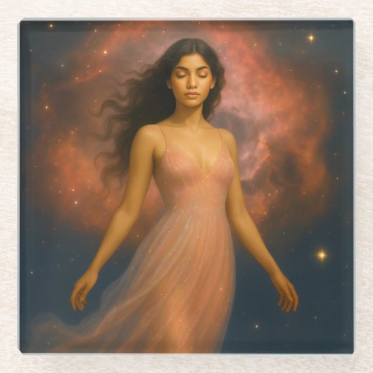 Mystik Woman – Glasuntersetzer aus Glas Glazen Onderzetter (Voorkant)