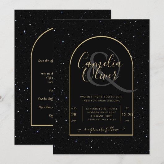 Mystique BLACK GOLD Sterrennacht Weddenschap Kaart (Voorkant / Achterkant)