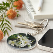 Mystique Dark Botanical Plum Blossom Keyring Sleutelhanger (Voorkant Rechts)