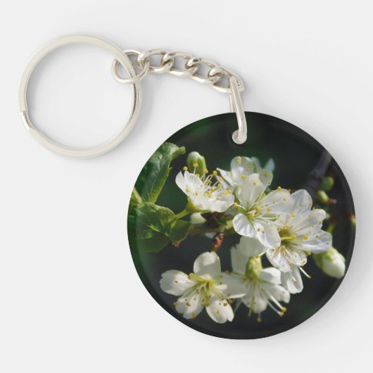 Mystique Dark Botanical Plum Blossom Keyring Sleutelhanger (Voorkant)