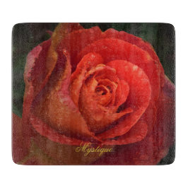 Mystique Dark Botanical Red Orange Rose Board Snijplank