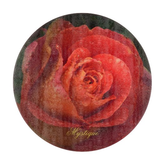 Mystique Dark Botanical Red Orange Rose Board Snijplank (Voorkant)