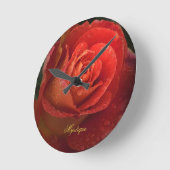 Mystique Dark Botanical Red Orange Rose Clock Ronde Klok (Hoek)