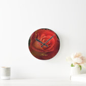 Mystique Dark Botanical Red Orange Rose Clock Ronde Klok (Huis)