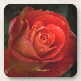 Mystique Dark Botanical Red Orange Rose Coaster Bier Onderzetter
