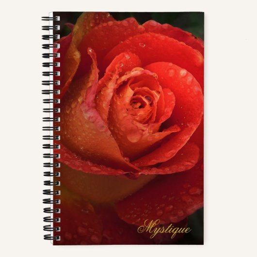 Mystique Dark Botanical Red Orange Rose Journal Notitieboek (Voorkant)