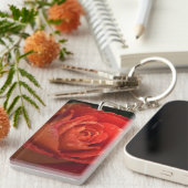 Mystique Dark Botanical Red Orange Rose Keyring Sleutelhanger (Voorkant Rechts)