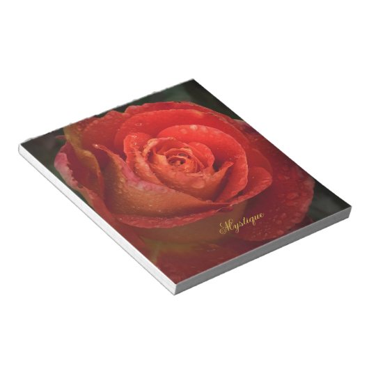 Mystique Dark Botanical Red Orange Rose Notepad Notitieblok (Schuin)