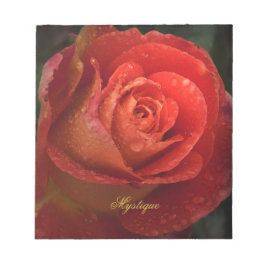 Mystique Dark Botanical Red Orange Rose Notepad Notitieblok