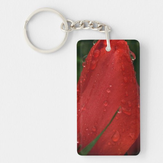Mystique Dark Botanical Red Tulip Keyring Sleutelhanger (Voorkant)