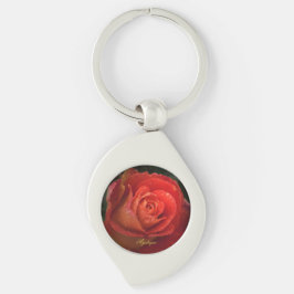 Mystique Dark Botanical Rode Oranje Roos Sleutelha Sleutelhanger