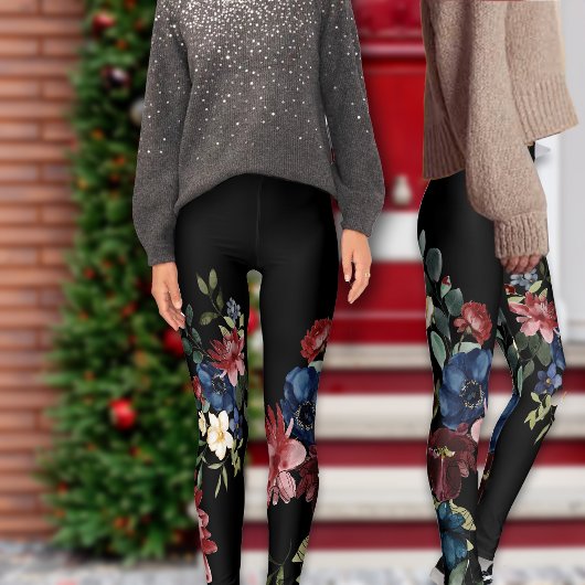 Mystique Rode en Blauwe Bloemen Leggings