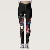 Mystique Rode en Blauwe Bloemen Leggings (Voorkant)