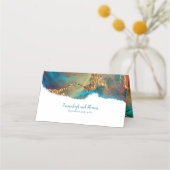 Mystisch Abstract Blauwgroen koraalgoud Plaatskaartje (Achterkant)