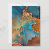 Mystisch Abstract Blauwgroen koraalgoud Save The Date (Achterkant)