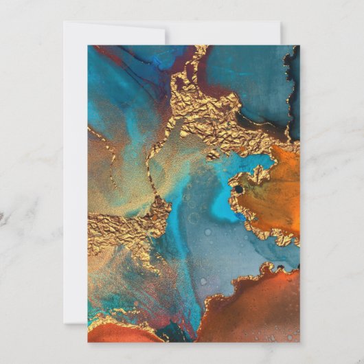 Mystisch Abstract Blauwgroen koraalgoud Save The Date (Achterkant)