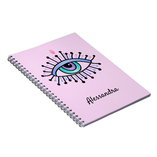 Mystisch All-Seing Eye Licht Roze Notitieboek (Rechterzijde)