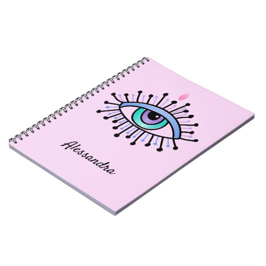 Mystisch All-Seing Eye Licht Roze Notitieboek (Linkerzijde)