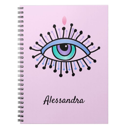 Mystisch All-Seing Eye Licht Roze Notitieboek (Voorkant)