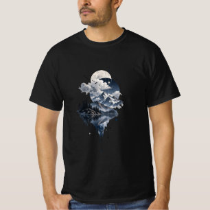 Mystisch berglandschap Maan en geometrische Clo T-shirt