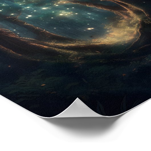 Mystisch bos gevuld met stootbomen poster (Hoek)