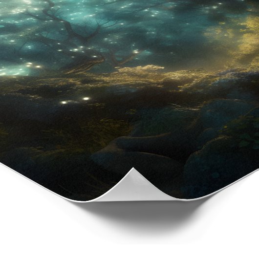 Mystisch bos gevuld met stootbomen poster (Hoek)