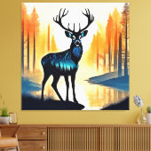 Mystisch bos hert canvas afdruk (Insitu (Woonkamer))