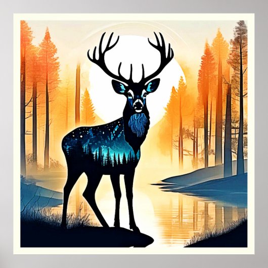 Mystisch bos hert poster (Voorkant)