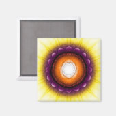 Mystisch glanzend oranje blauw ornament magneet (Voorkant / Achterkant)