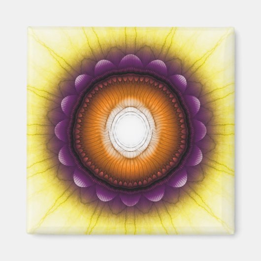 Mystisch glanzend oranje blauw ornament magneet (Voorkant)