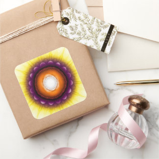 Mystisch glanzend oranje blauw ornament vierkante sticker