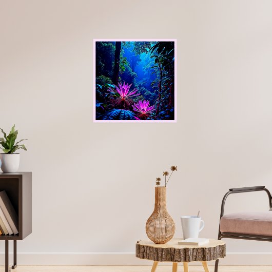 Mystisch Glanzende Jungle Bloem Ontwerp Poster (Woonkamer 3)