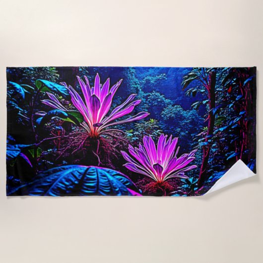 Mystisch Glanzende Jungle Bloem Ontwerp Strandlaken (Voorkant)