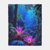 Mystisch gloeiend jungle bloemontwerp fleece deken (Voorkant)