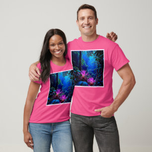 Mystisch gloeiend jungle bloemontwerp t-shirt
