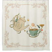 Mystisch grafisch kunstwerk, beige theetijd douchegordijn (Voorkant)