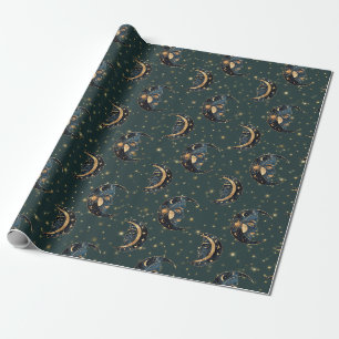Mystisch halvemaan-sterpatroon cadeaupapier